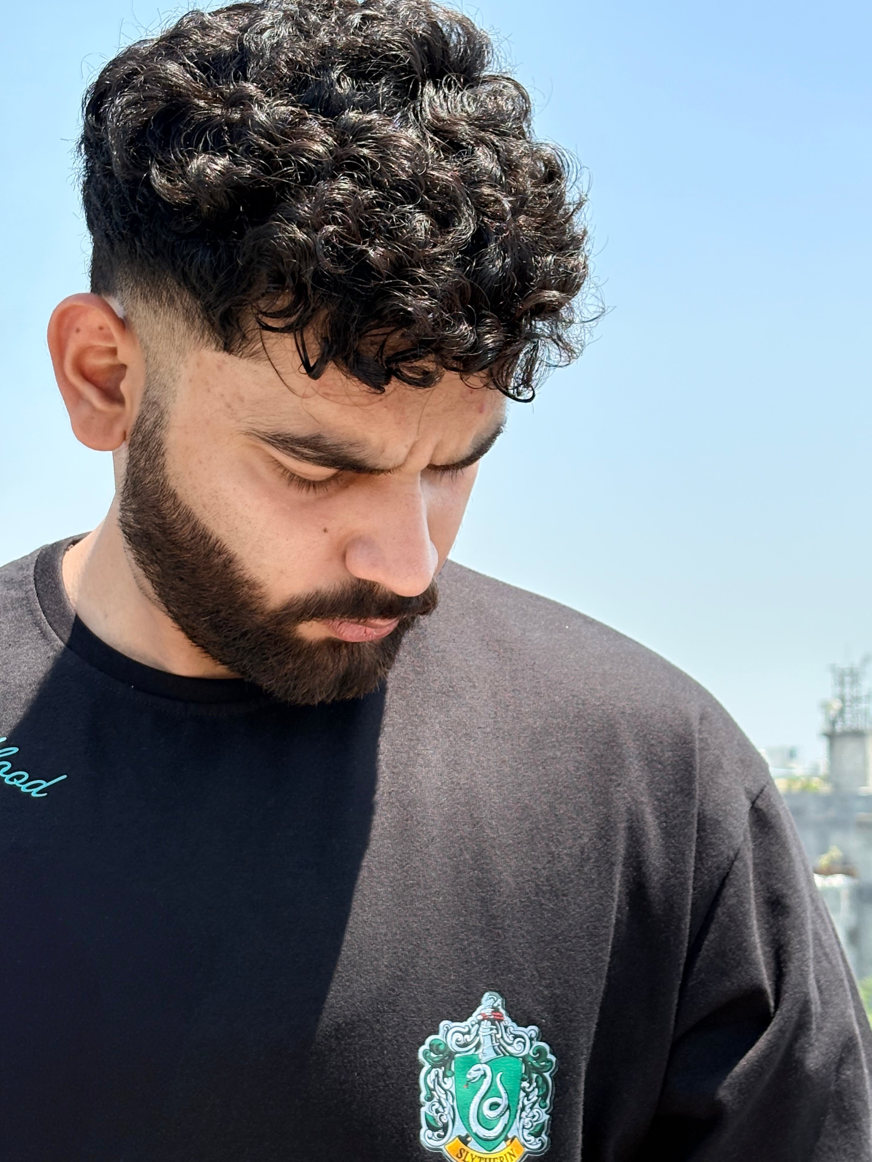 Black Shadow Serpent graphic oversized T-shirt made from 210 GSM premium cotton