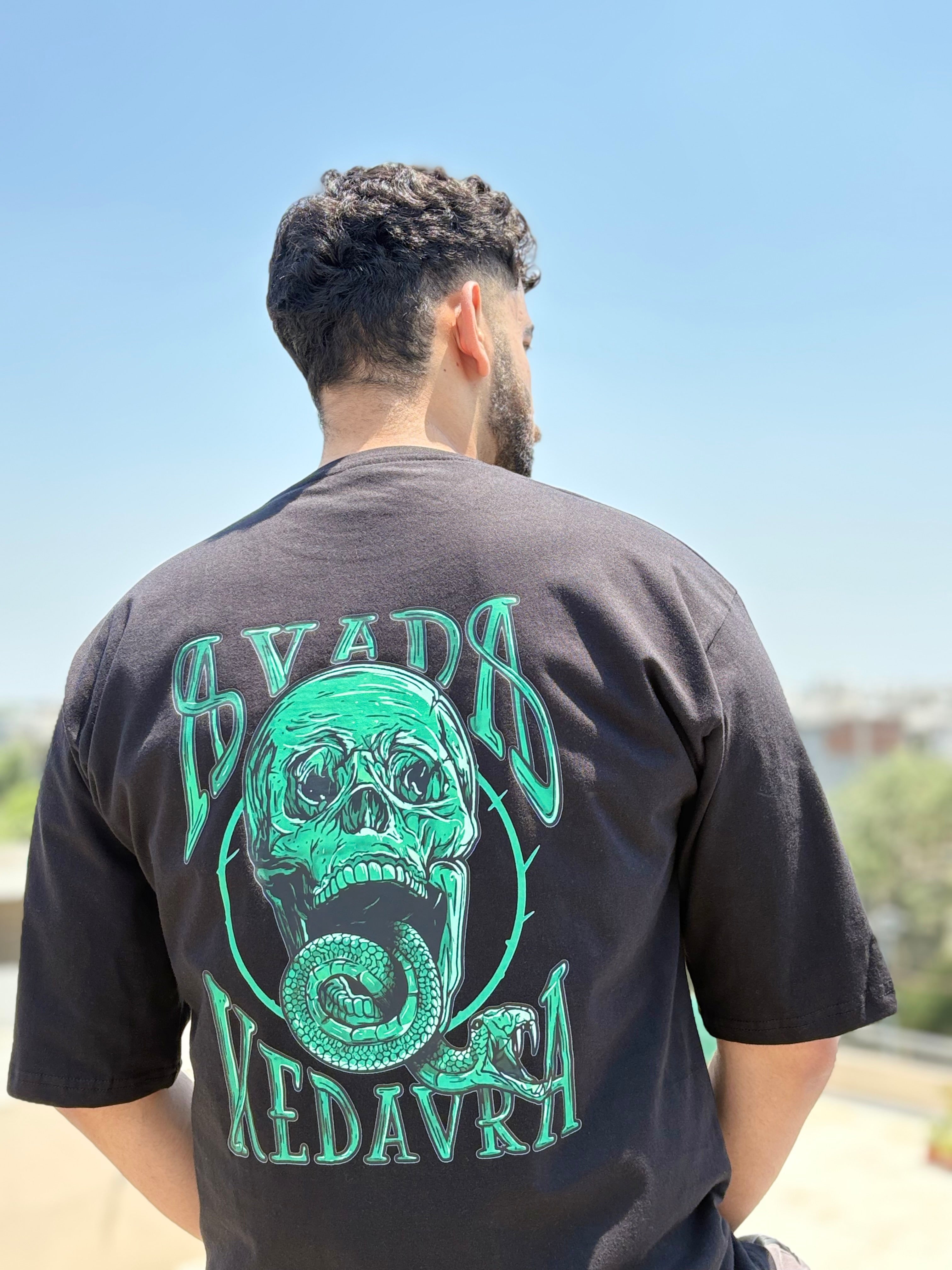 Shadow Serpent graphic artwork on oversized T-shirt by V-Era Haus