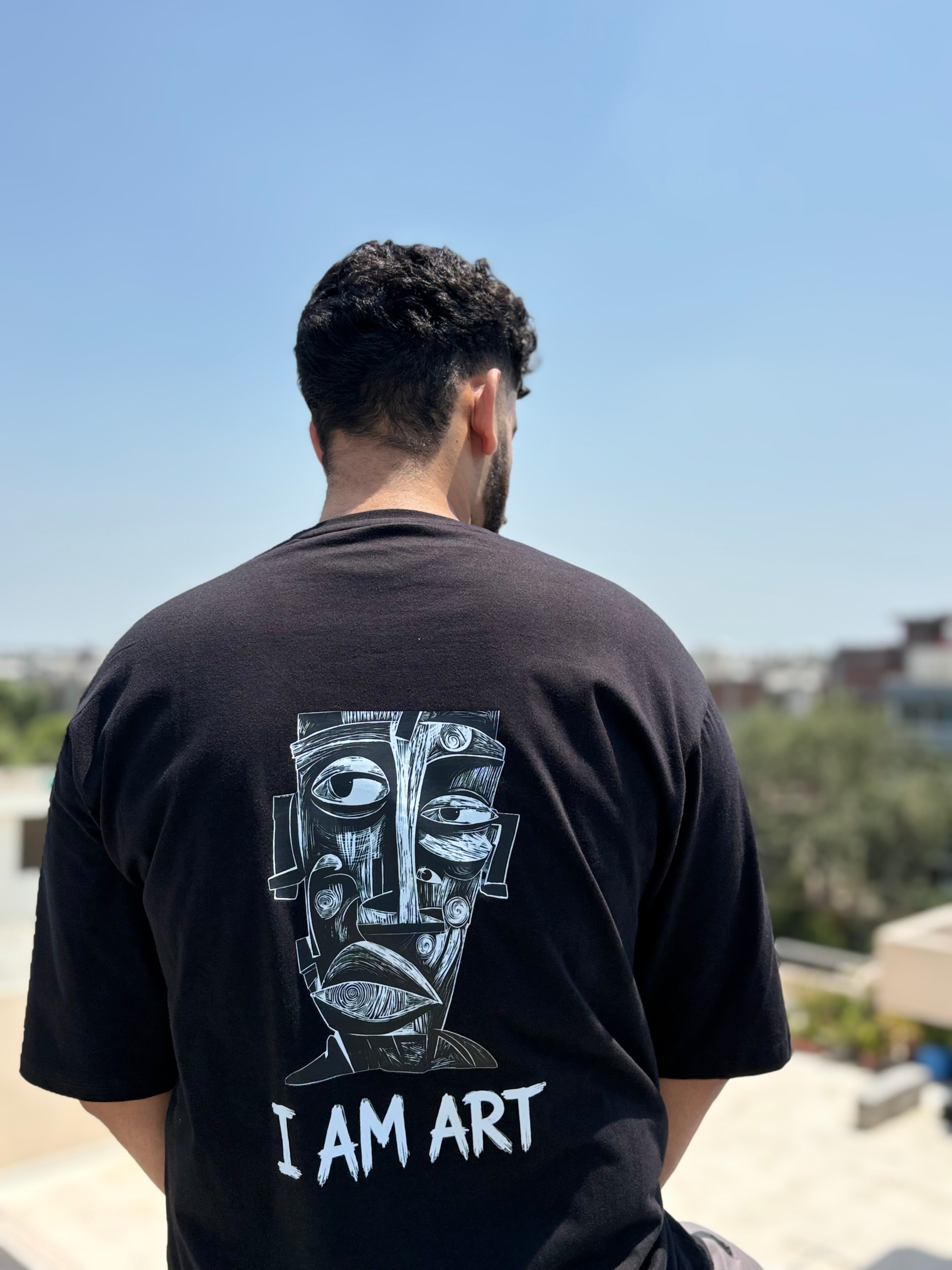 Graphic artwork on The Artist Within oversized T-shirt by V-Era Haus