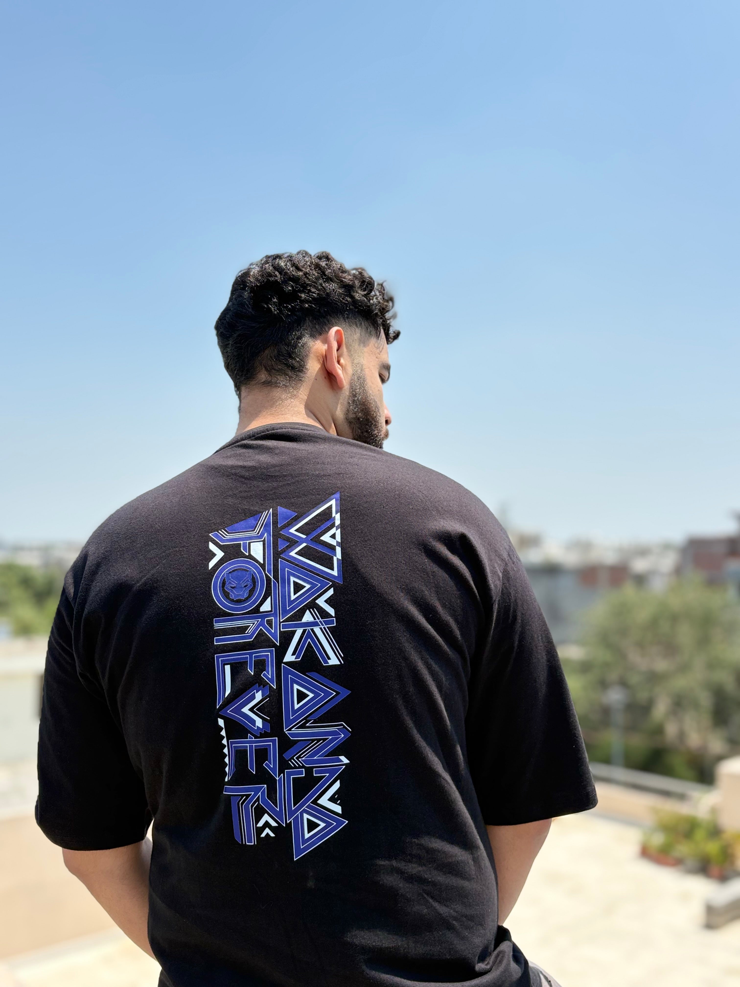 Back view of The Duo oversized graphic T-shirt combo by V-Era Haus